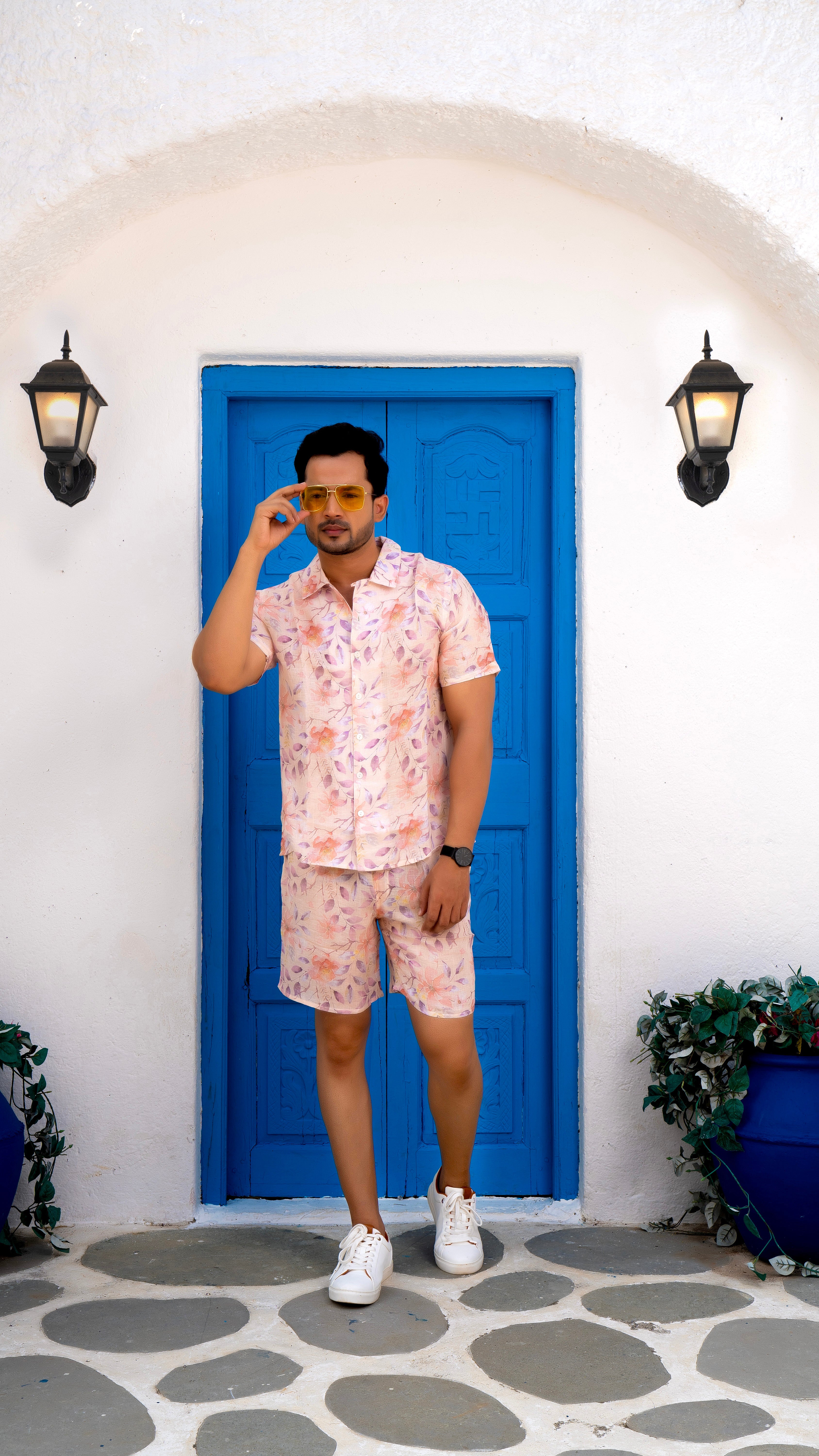 Linen Floral Couple Co-ord Set