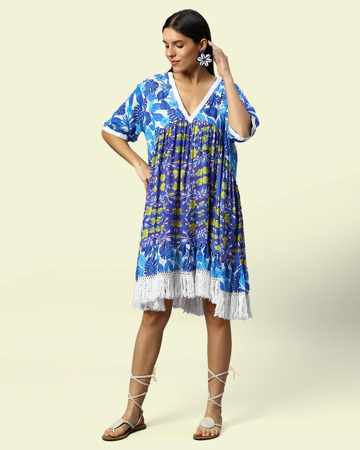 Blue Pottery Tassel Dress| Shop Stylish Tassel Dress for Women Online