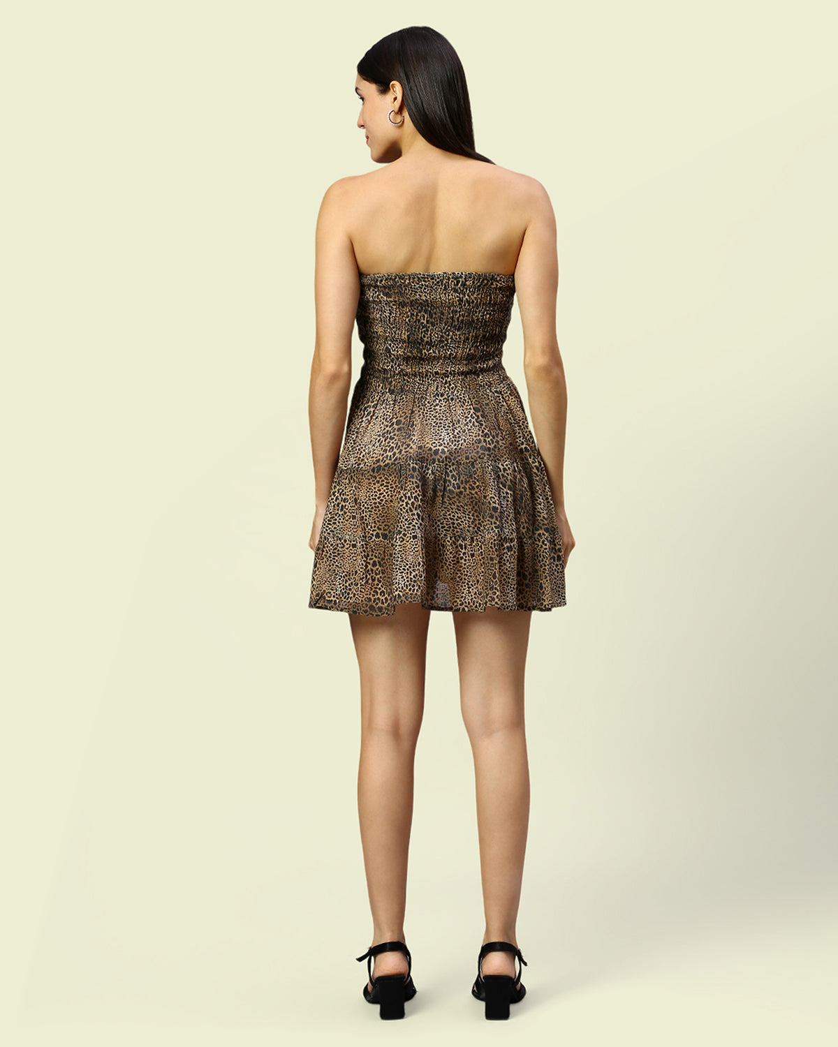 Animal print mini tiered dress