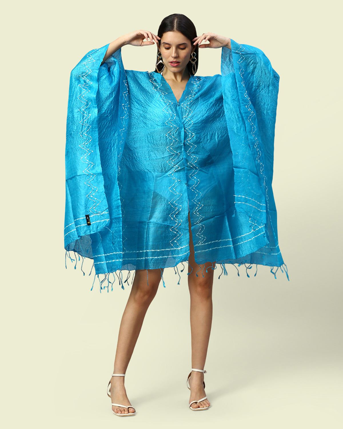 True Blue Silk Beachwear Cover Up