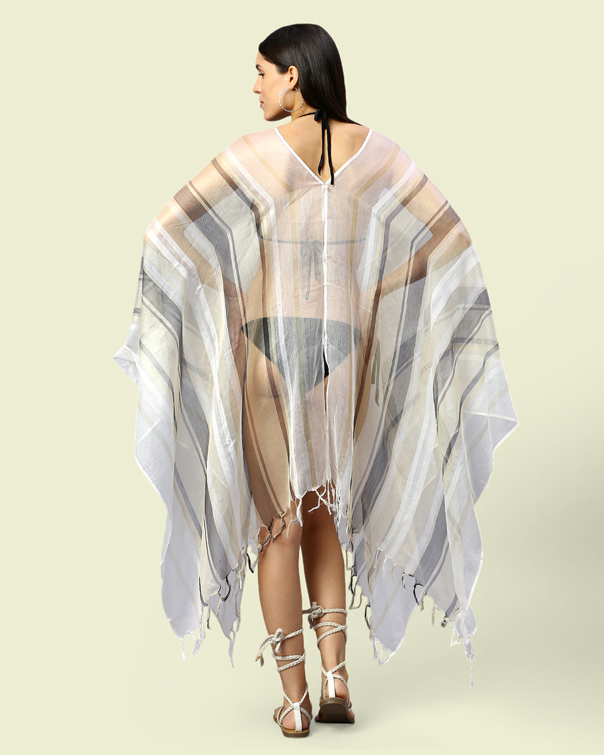 Striped Silk Beachwear Cover Up