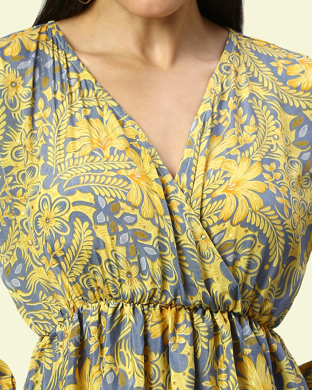 Yellow Vintage Printed Long Dress