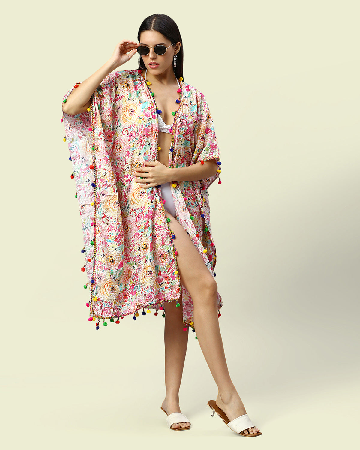 Gold Pink Beachwear Cover up Kaftan