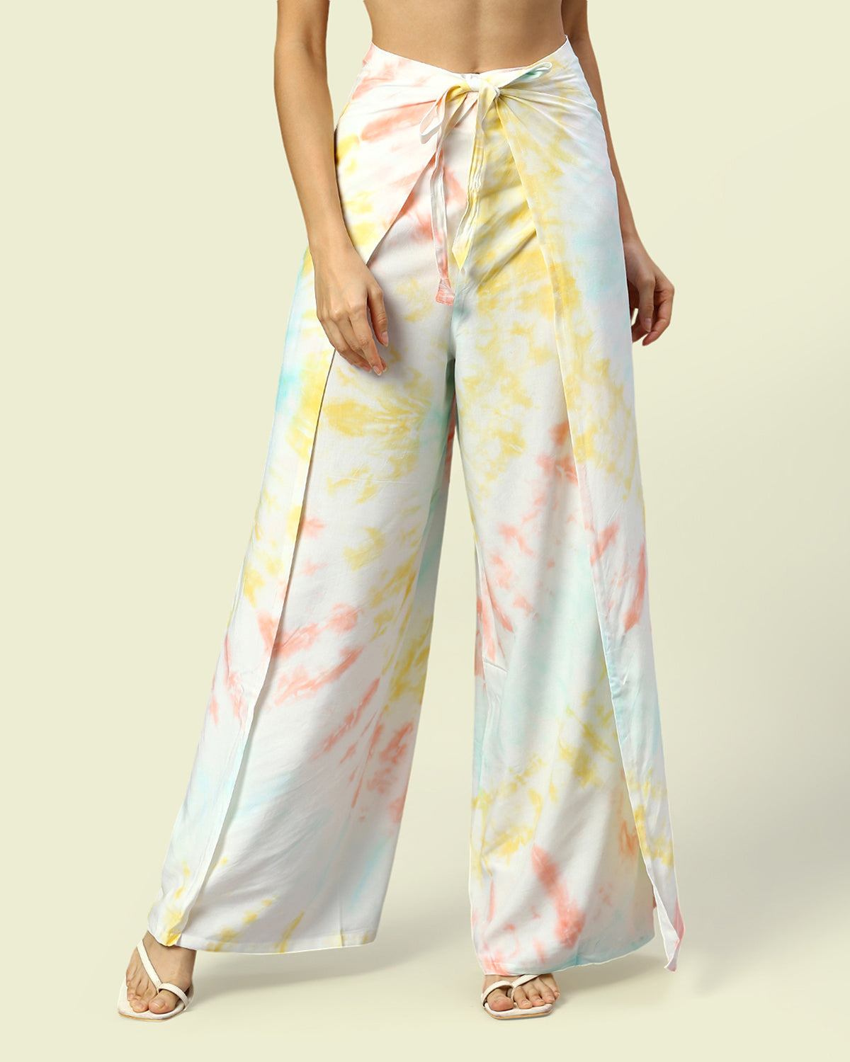 Orange Tie Dye Wrap Pants With Top