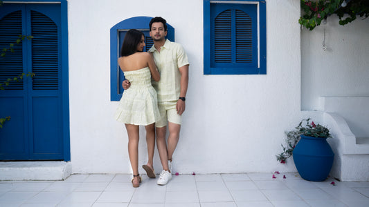 Linen Embroidered Couple Co-ord Set