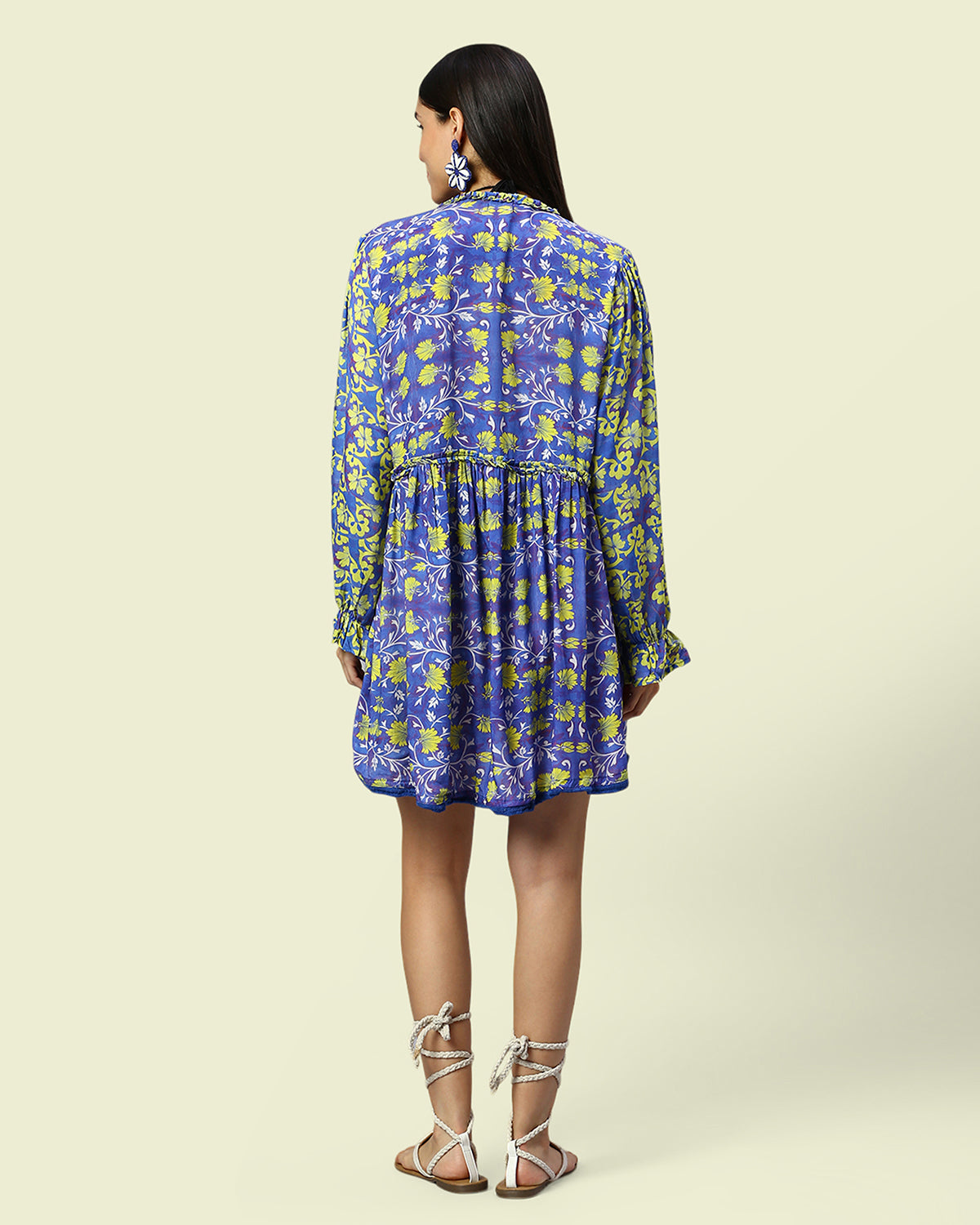 Cupro Muslin Blue Pottery Tunic Dress