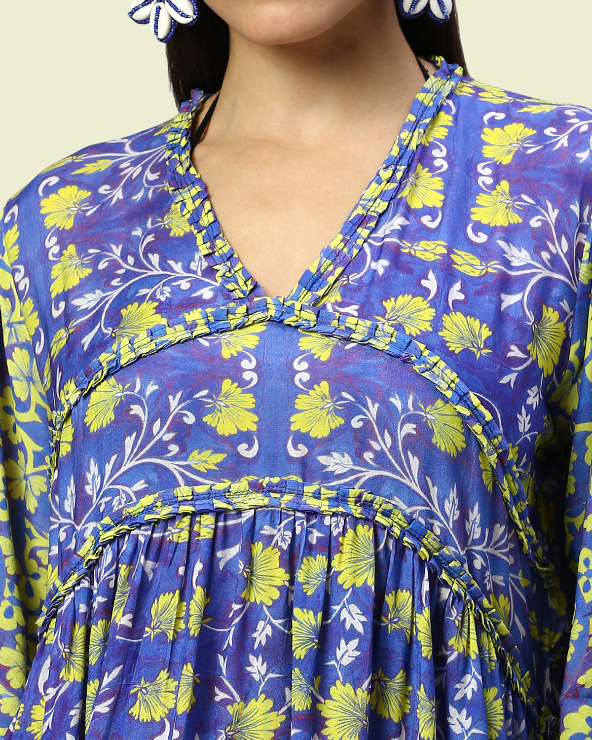 Cupro Muslin Blue Pottery Tunic Dress