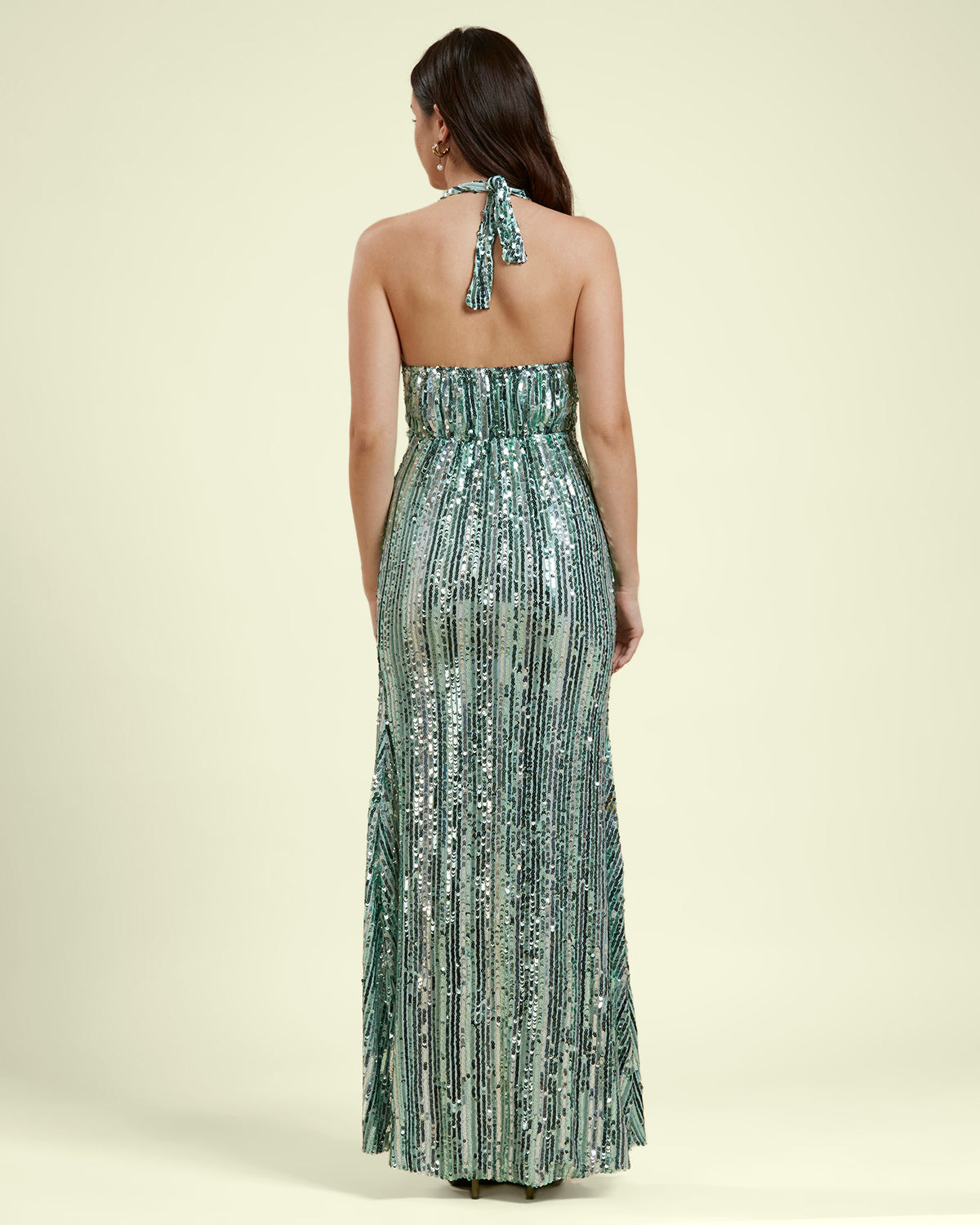 Sequined Halter Neck Maxi Dress